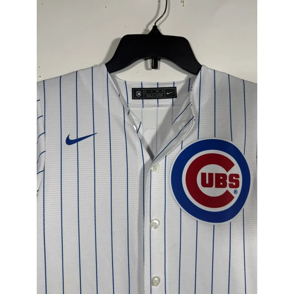 Nike Chicago Cubs Pinstripe Baseball Jersey Kids Small 8 Gioia 5 White Blue